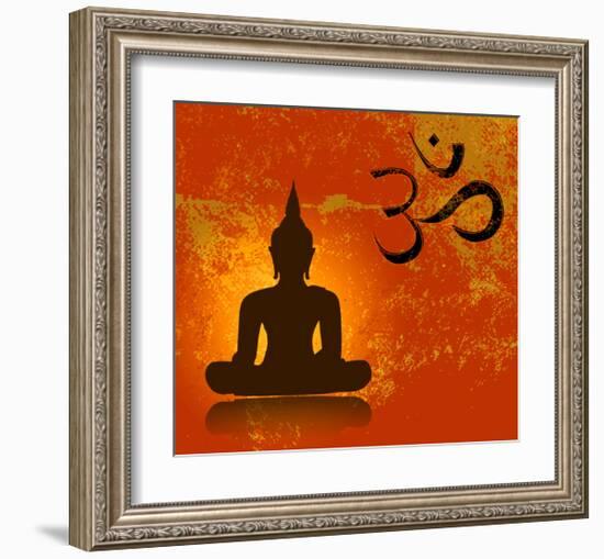 Buddha and Om Symbol-null-Framed Art Print