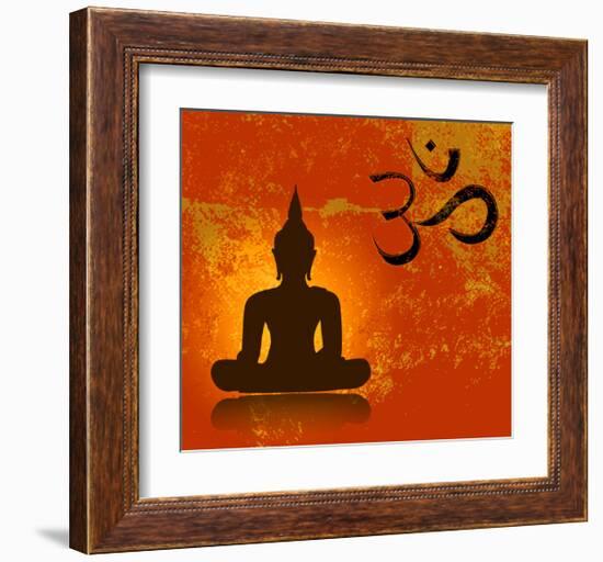 Buddha and Om Symbol-null-Framed Art Print