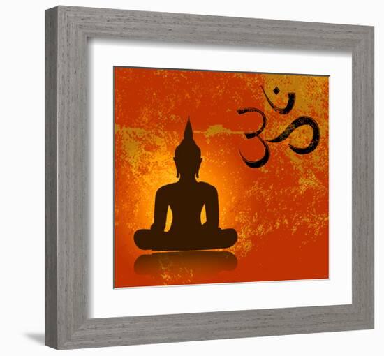 Buddha and Om Symbol-null-Framed Art Print