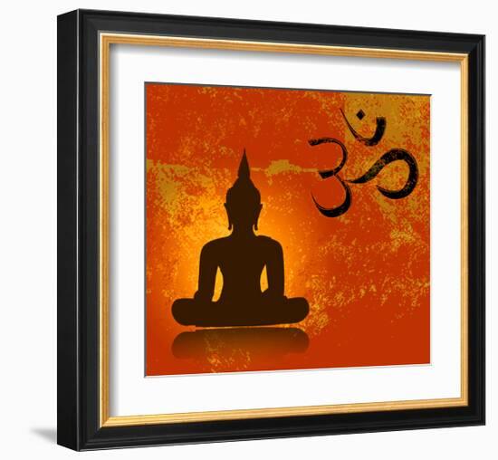 Buddha and Om Symbol-null-Framed Art Print