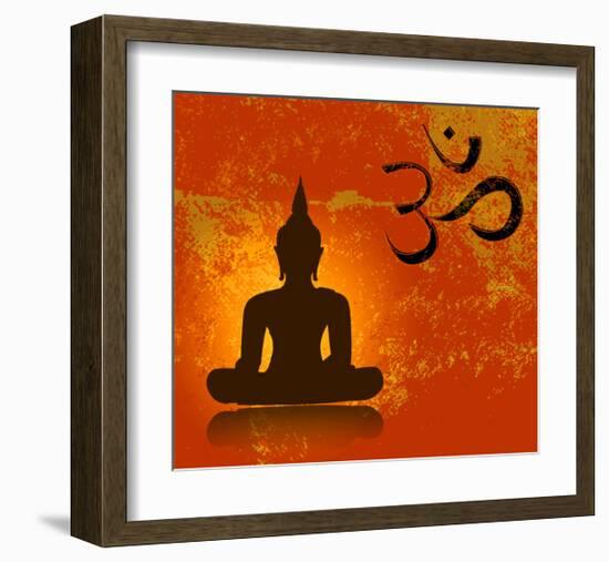 Buddha and Om Symbol-null-Framed Art Print