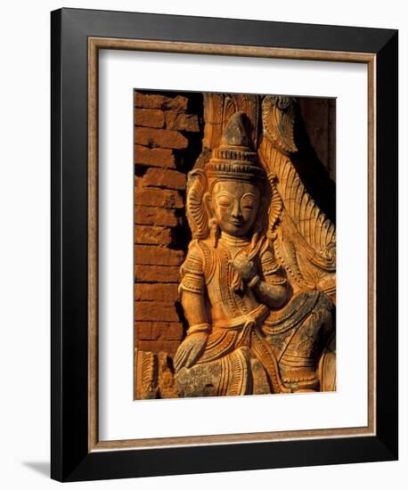 Buddha Carving at Ancient Ruins of Indein Stupa Complex, Myanmar-Keren Su-Framed Photographic Print