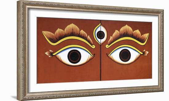 Buddha Eyes Painted on a Door in Kathmandu, Nepal, Asia-John Woodworth-Framed Photographic Print