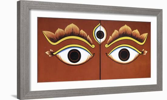 Buddha Eyes Painted on a Door in Kathmandu, Nepal, Asia-John Woodworth-Framed Photographic Print