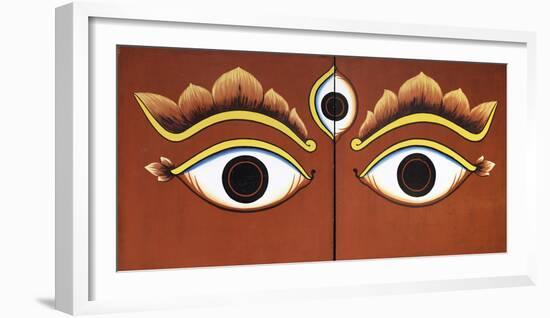 Buddha Eyes Painted on a Door in Kathmandu, Nepal, Asia-John Woodworth-Framed Photographic Print