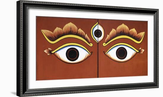 Buddha Eyes Painted on a Door in Kathmandu, Nepal, Asia-John Woodworth-Framed Photographic Print