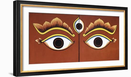 Buddha Eyes Painted on a Door in Kathmandu, Nepal, Asia-John Woodworth-Framed Photographic Print