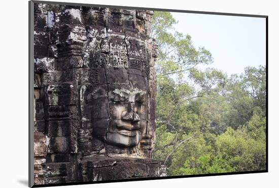 Buddha Face Carved in Stone at the Bayon Temple, Angkor Thom, Angkor, Cambodia-Yadid Levy-Mounted Photographic Print