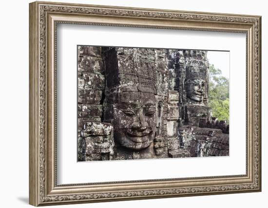 Buddha Face Carved in Stone at the Bayon Temple, Angkor Thom, Angkor, Cambodia-Yadid Levy-Framed Photographic Print