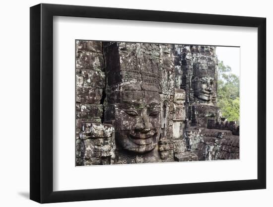 Buddha Face Carved in Stone at the Bayon Temple, Angkor Thom, Angkor, Cambodia-Yadid Levy-Framed Photographic Print