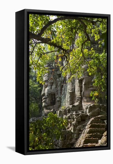 Buddha Face on the Western Gate of Angkor Thom, Siem Reap, Cambodia, Southeast Asia-Alex Robinson-Framed Premier Image Canvas