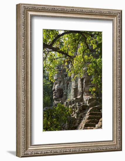 Buddha Face on the Western Gate of Angkor Thom, Siem Reap, Cambodia, Southeast Asia-Alex Robinson-Framed Photographic Print
