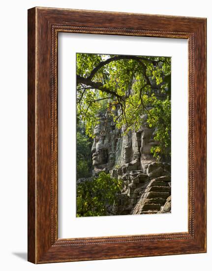 Buddha Face on the Western Gate of Angkor Thom, Siem Reap, Cambodia, Southeast Asia-Alex Robinson-Framed Photographic Print