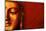 Buddha Face & Red Background-null-Mounted Art Print