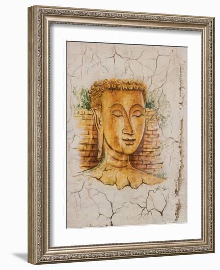 Buddha Image Painted on a Grave, Wat Si Saket, Vientiane, Laos-Gavriel Jecan-Framed Photographic Print