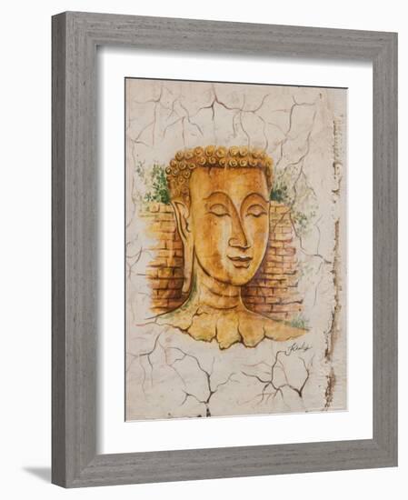 Buddha Image Painted on a Grave, Wat Si Saket, Vientiane, Laos-Gavriel Jecan-Framed Photographic Print