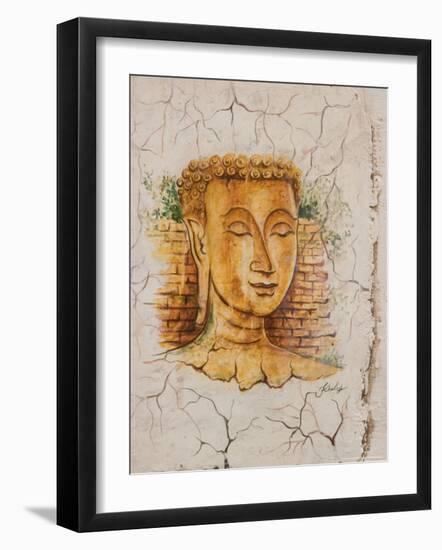 Buddha Image Painted on a Grave, Wat Si Saket, Vientiane, Laos-Gavriel Jecan-Framed Photographic Print