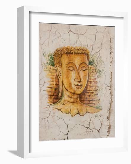 Buddha Image Painted on a Grave, Wat Si Saket, Vientiane, Laos-Gavriel Jecan-Framed Photographic Print