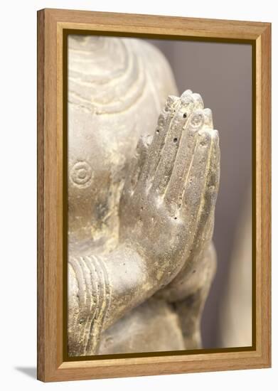 Buddha Made of Sandstone with Folded Hands-Alexander Georgiadis-Framed Premier Image Canvas