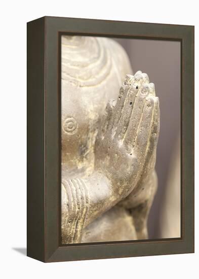 Buddha Made of Sandstone with Folded Hands-Alexander Georgiadis-Framed Premier Image Canvas