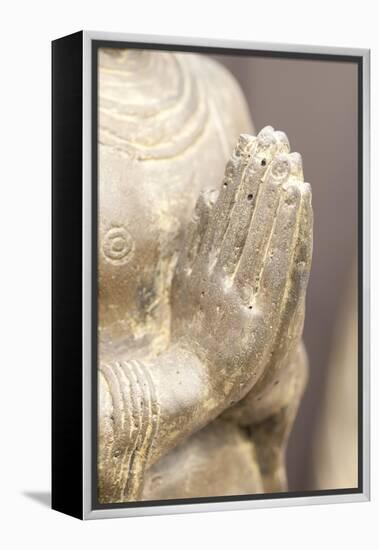 Buddha Made of Sandstone with Folded Hands-Alexander Georgiadis-Framed Premier Image Canvas