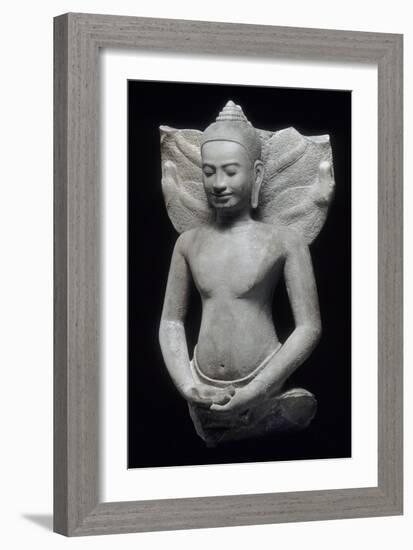 Buddha protégé par le naga-null-Framed Giclee Print