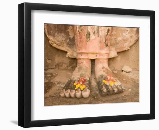 Buddha's Feet and Marigolds, Sukhothai, Thailand-Gavriel Jecan-Framed Photographic Print