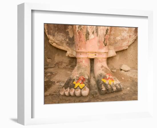 Buddha's Feet and Marigolds, Sukhothai, Thailand-Gavriel Jecan-Framed Photographic Print