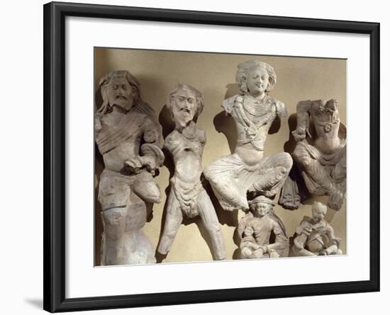 Buddha's Previous Lives, Visvamtara Jataka, Clay Figures from Tumshuq Province-null-Framed Giclee Print