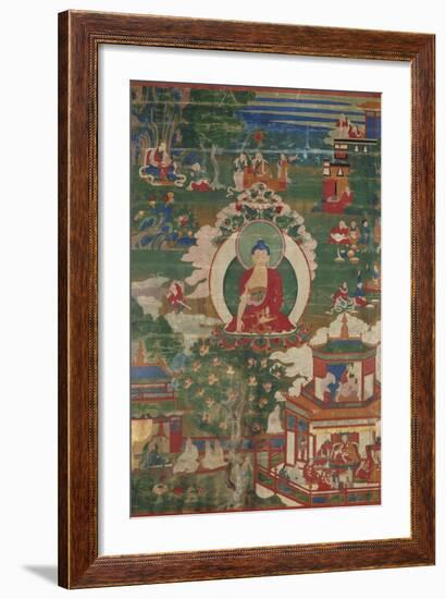 Buddha Shakyamuni and Narrative Scenes-null-Framed Art Print