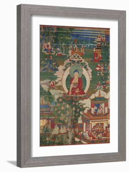 Buddha Shakyamuni and Narrative Scenes-null-Framed Art Print