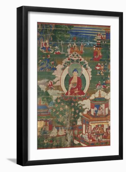 Buddha Shakyamuni and Narrative Scenes-null-Framed Art Print