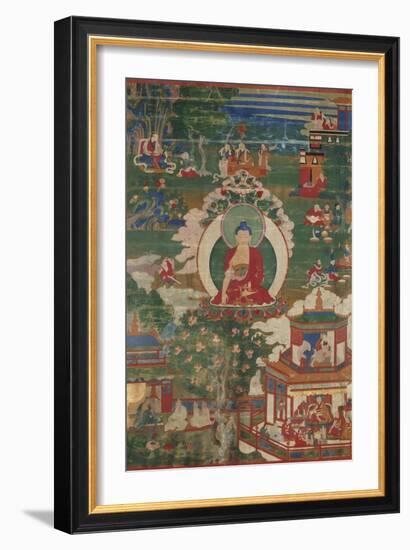 Buddha Shakyamuni and Narrative Scenes-null-Framed Art Print