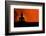 Buddha Silhouette & Red Sunset-null-Framed Premium Giclee Print