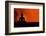 Buddha Silhouette & Red Sunset-null-Framed Premium Giclee Print