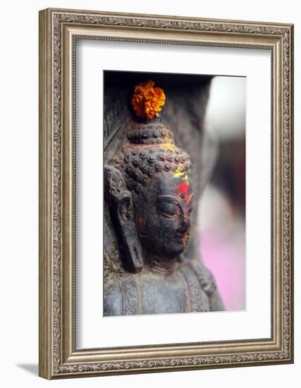 Buddha statue, Buddhist shrine in the street, Kathmandu, Nepal, Asia-Godong-Framed Photographic Print