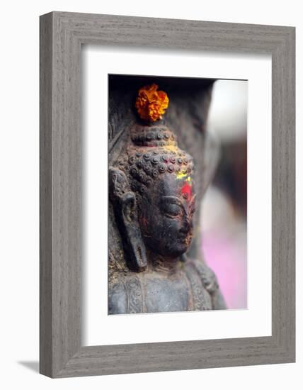 Buddha statue, Buddhist shrine in the street, Kathmandu, Nepal, Asia-Godong-Framed Photographic Print