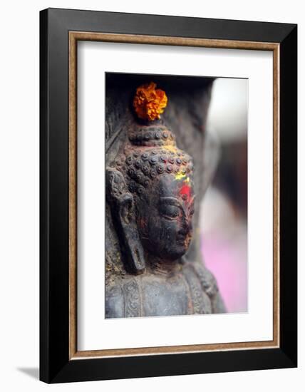 Buddha statue, Buddhist shrine in the street, Kathmandu, Nepal, Asia-Godong-Framed Photographic Print