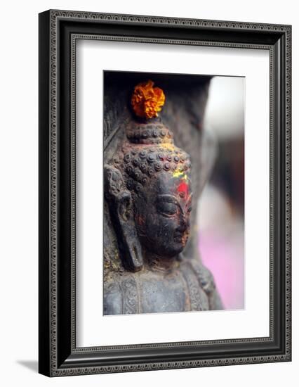 Buddha statue, Buddhist shrine in the street, Kathmandu, Nepal, Asia-Godong-Framed Photographic Print