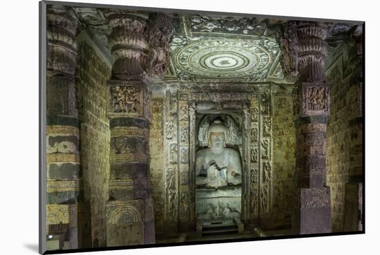 Buddha statue in the Ajanta Caves, UNESCO World Heritage Site, Maharashtra, India, Asia-Alex Robinson-Mounted Photographic Print