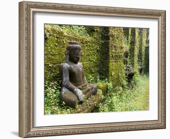 Buddha statues at Koe Thaung temple built by King Min Taik Kha, Mrauk U, Rakhine State, Myanmar-null-Framed Photographic Print