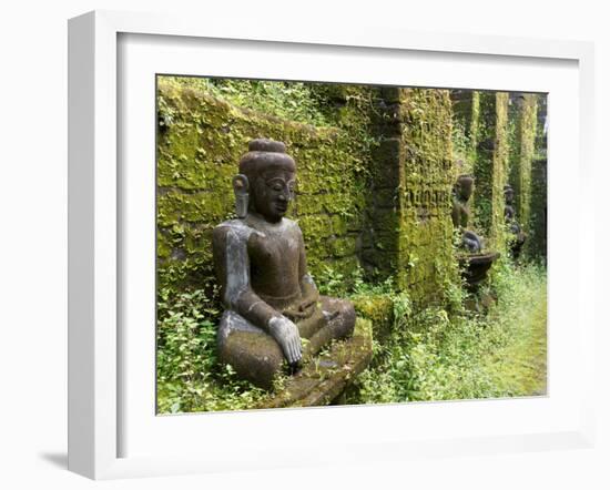 Buddha statues at Koe Thaung temple built by King Min Taik Kha, Mrauk U, Rakhine State, Myanmar-null-Framed Photographic Print