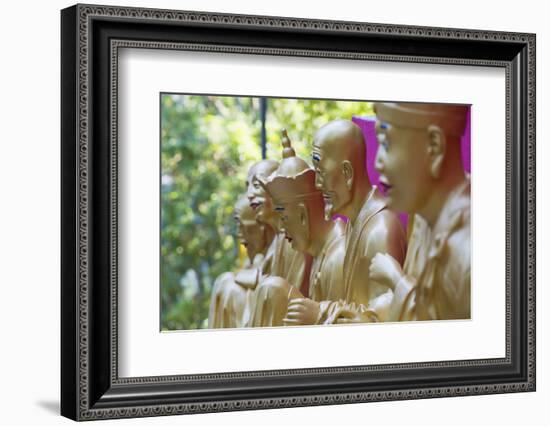 Buddha Statues at Ten Thousand Buddhas Monastery, Shatin, New Territories, Hong Kong, China, Asia-Ian Trower-Framed Photographic Print