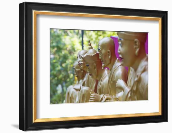 Buddha Statues at Ten Thousand Buddhas Monastery, Shatin, New Territories, Hong Kong, China, Asia-Ian Trower-Framed Photographic Print