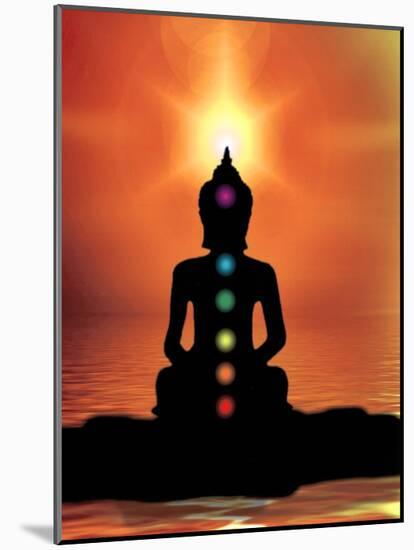 Buddha With Sunset-Wonderful Dream-Mounted Art Print