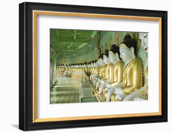 Buddhas in the U Min Thonze Cave Temple, Sagaing Hill, Sagaing, Myanmar (Burma), Southeast Asia-Alex Robinson-Framed Photographic Print