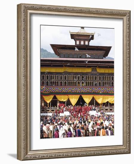 Buddhist Festival (Tsechu), Trashi Chhoe Dzong, Thimphu, Bhutan-Angelo Cavalli-Framed Photographic Print