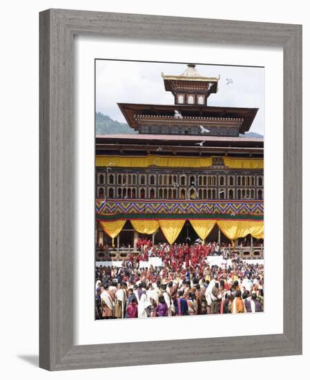 Buddhist Festival (Tsechu), Trashi Chhoe Dzong, Thimphu, Bhutan-Angelo Cavalli-Framed Photographic Print