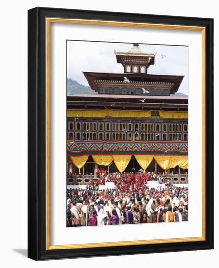 Buddhist Festival (Tsechu), Trashi Chhoe Dzong, Thimphu, Bhutan-Angelo Cavalli-Framed Photographic Print