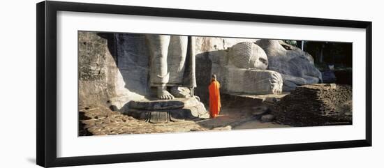 Buddhist Monk at the Gal Vihara, Polonnaruwa (Polonnaruva), Sri Lanka, Asia-Bruno Morandi-Framed Photographic Print